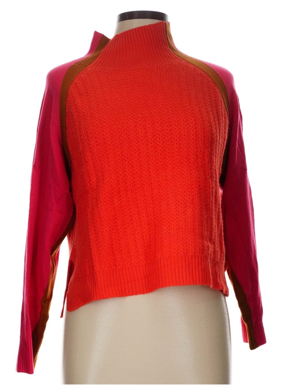 French Connection Orange & Pink Funnel Neck Sweater